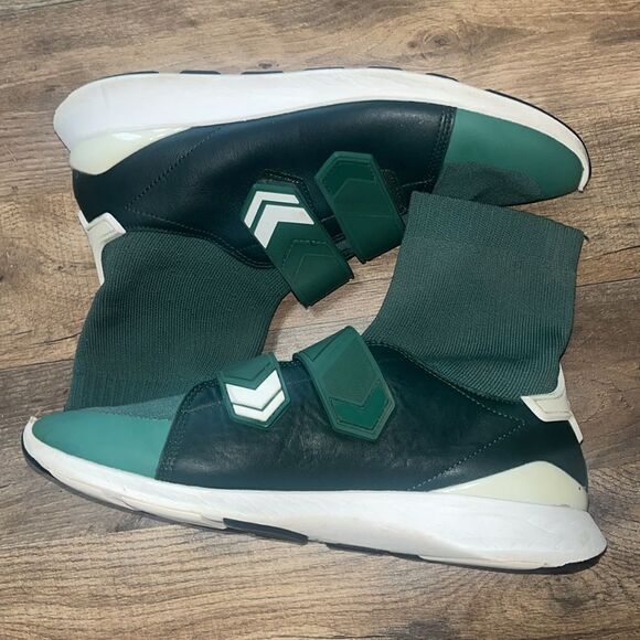 Tory Burch Sport Chevron Sock Sneaker High Top in Conifer Green - Picture 3 of 5